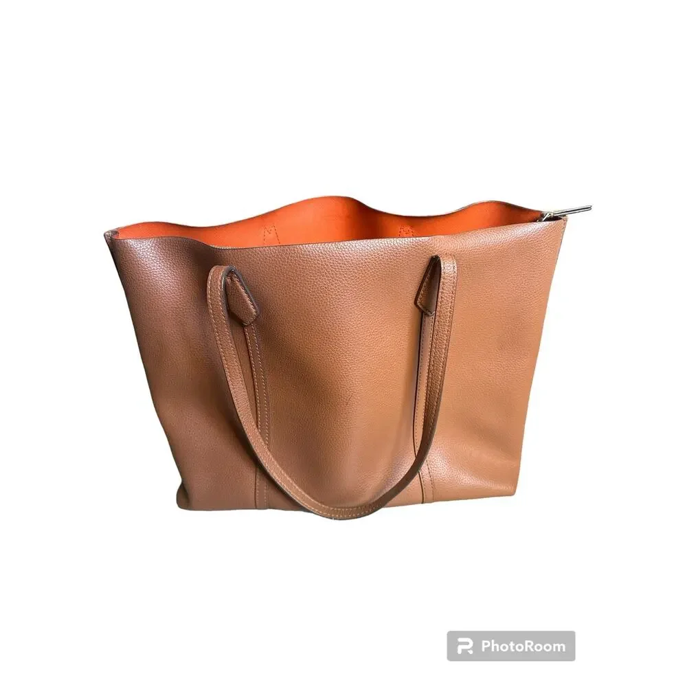 Tory Burch Perry Triple Compartment Tote Bag‎ Light Umber Orange Interior